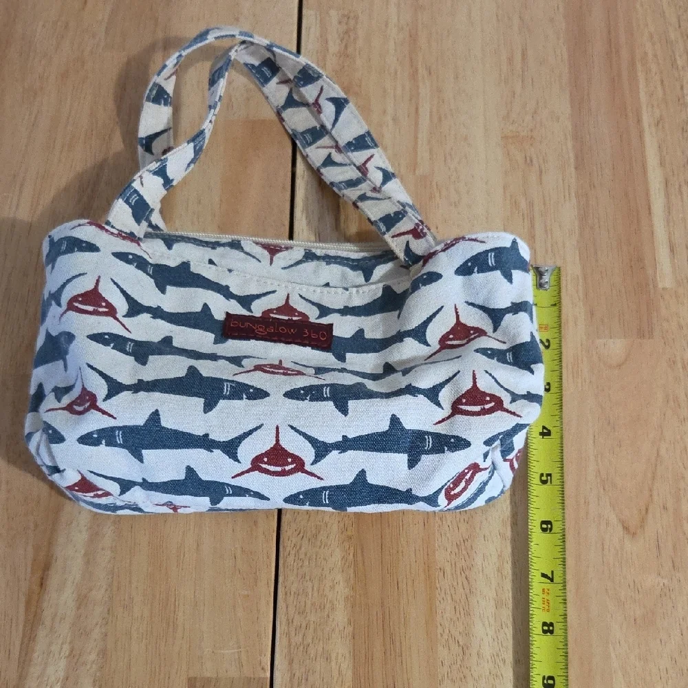 bungalow 360 Shark Print Mini Tote in Cream, Blue and Rust - Picture 9 of 10